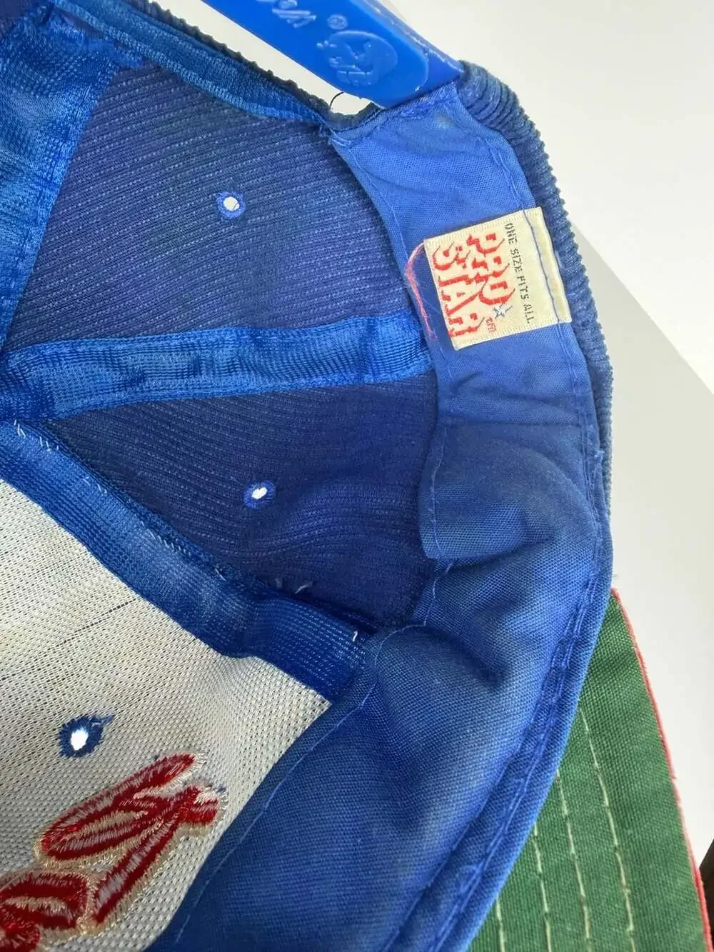 Vintage Pro Star New York Rangers Corduroy Snapback Hat Script NHL Blue Red